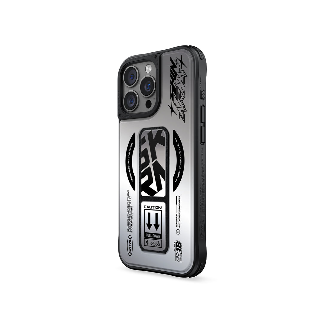 SkinArma iPhone 16 Pro Kira Kobai MagSafe Case With Grip Stand Chrome SkinArma iPhone 16 Pro Kira Kobai MagSafe Case With Grip Stand Chrome